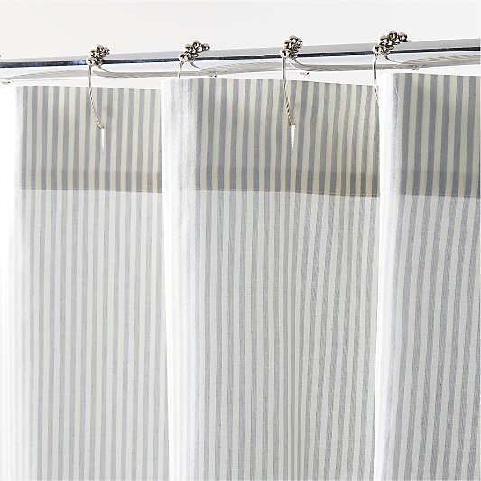 Organic Cotton Mist Blue Classic Stripe Shower Curtain