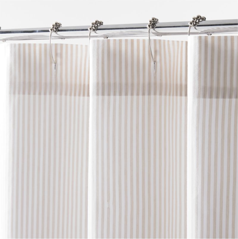 Organic Cotton Natural Taupe Classic Stripe Shower Curtain - image 3 of 4