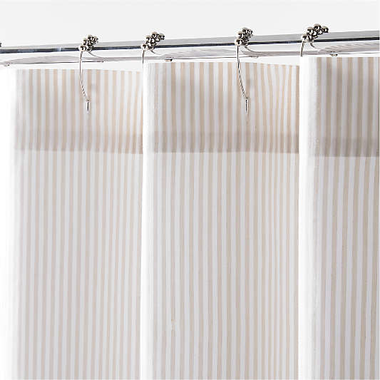 Organic Cotton Natural Taupe Classic Stripe Shower Curtain