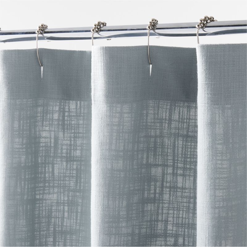 Organic Cotton Mist Blue Merrow Stitch Shower Curtain - image 2 of 3