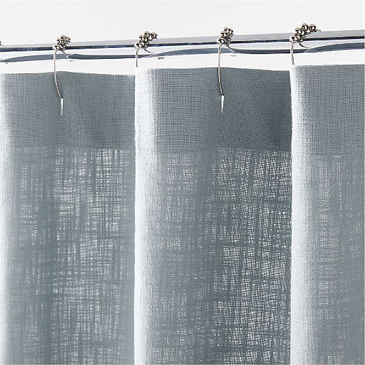 Organic Cotton Mist Blue Merrow Stitch Shower Curtain