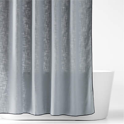 Organic Cotton Mist Blue Merrow Stitch Shower Curtain