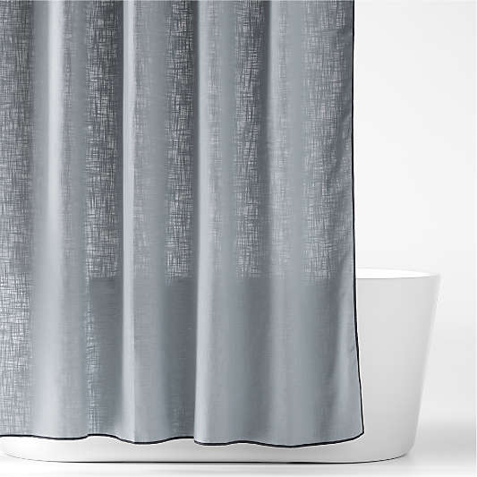 Organic Cotton Mist Blue Merrow Stitch Shower Curtain