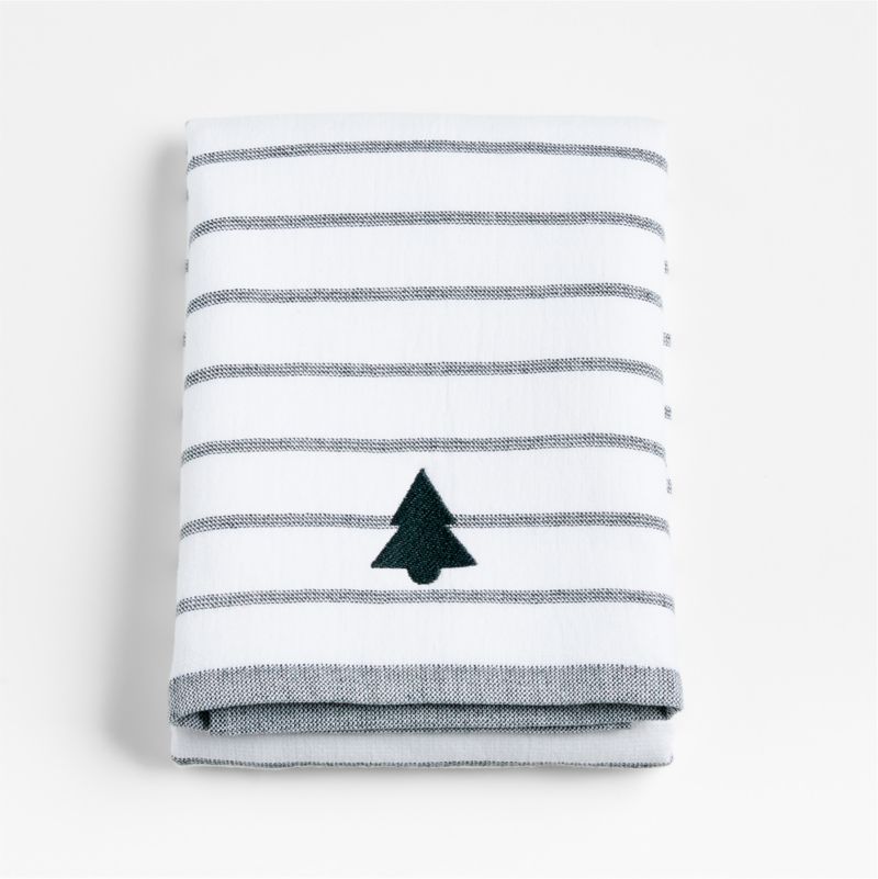 Organic Cotton Spruce Green Tree Embroidered Guest Towel