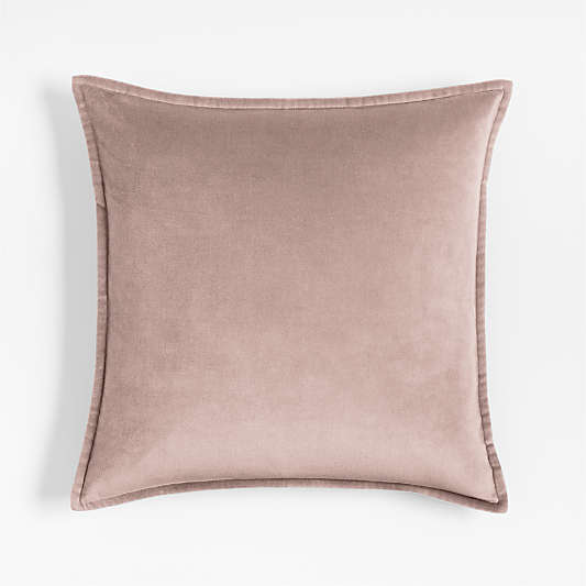 Organic Cotton Velvet 20"x20" Moody Mauve Throw Pillow Cover