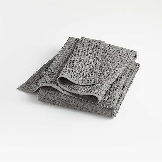 Organic Cotton Waffle Slate Bath Towel