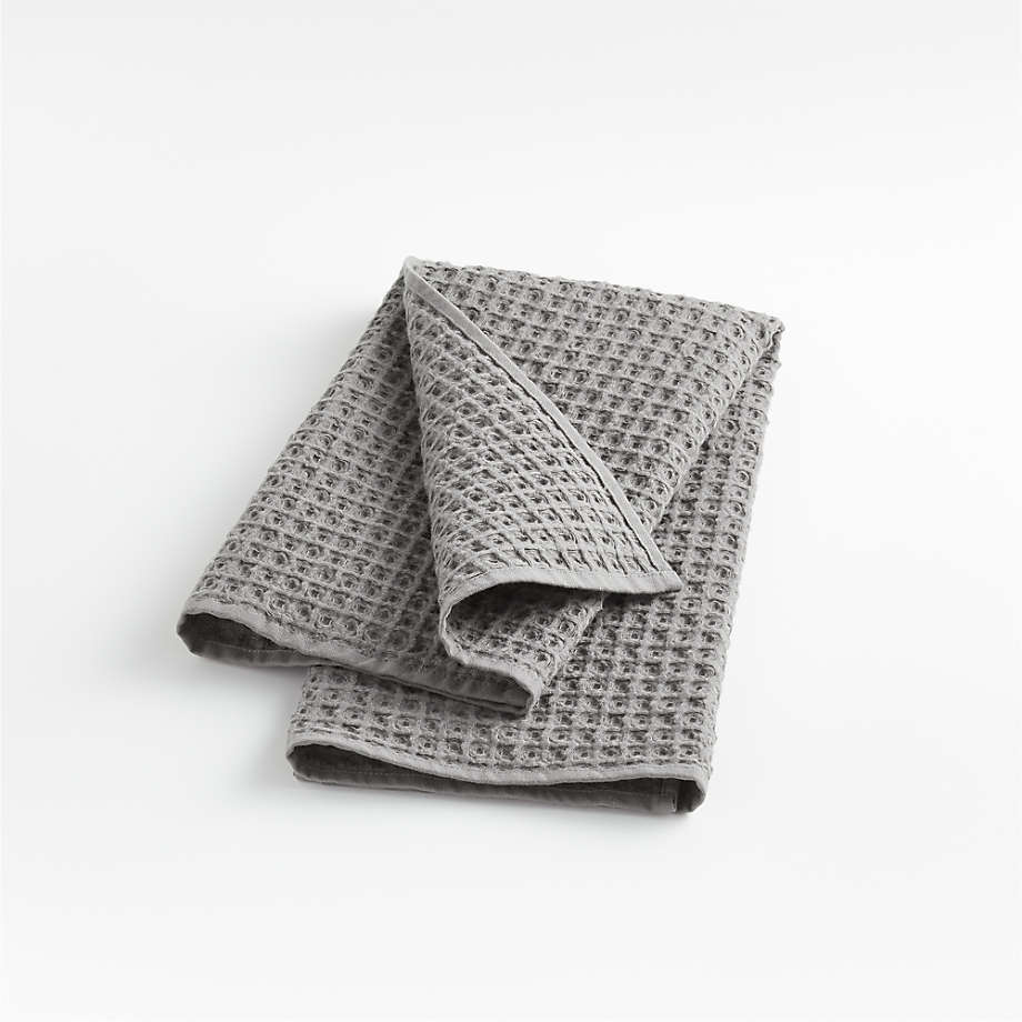 Organic Cotton Waffle Slate Hand Towel + Reviews Crate & Barrel Canada