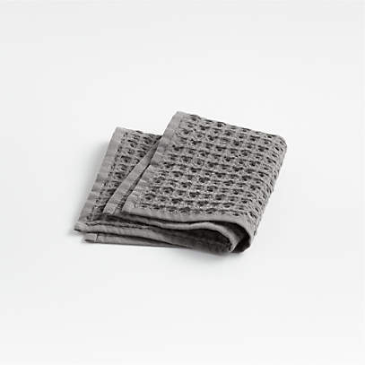 Waffle Weave Washcloths (4), Light Grey