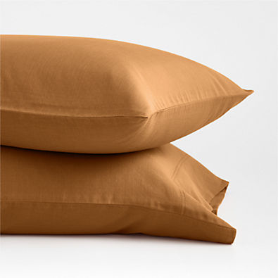 View Organic Double Weave Brulee Brown Standard Pillowcases, Set of 2 details