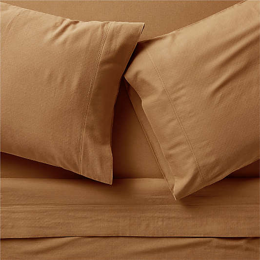 Organic Double Weave Brulee Brown King Sheet Set