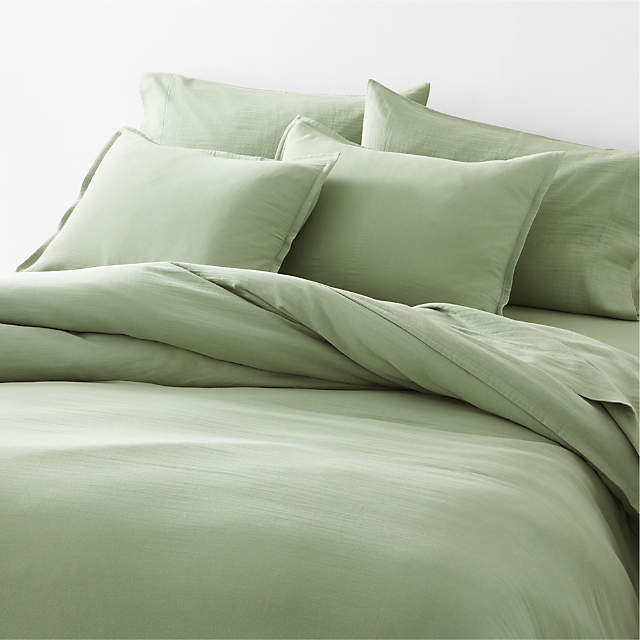 Organic Double Weave Lily Pad Green, Sage Green Double Duvet Cover
