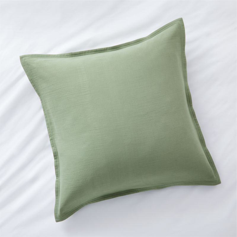 Organic Double Weave Lily Pad Green Euro Sham + Reviews | Crate & Barrel