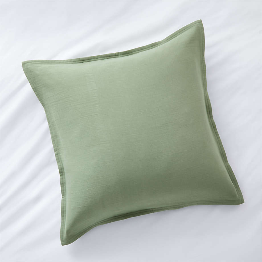 Organic Double Weave Lily Pad Green Euro Sham + Reviews Crate & Barrel