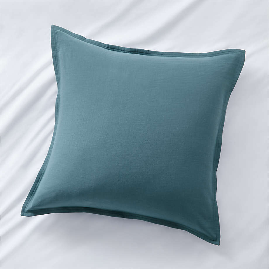 Organic Double Weave Teal Euro Sham + Reviews Crate & Barrel