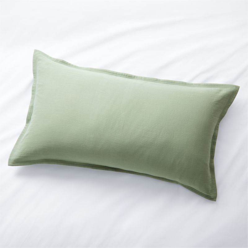 Organic Double Weave Lily Pad Green King Sham + Reviews | Crate & Barrel