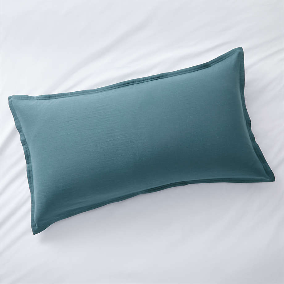 Organic Double Weave Teal King Sham + Reviews Crate & Barrel