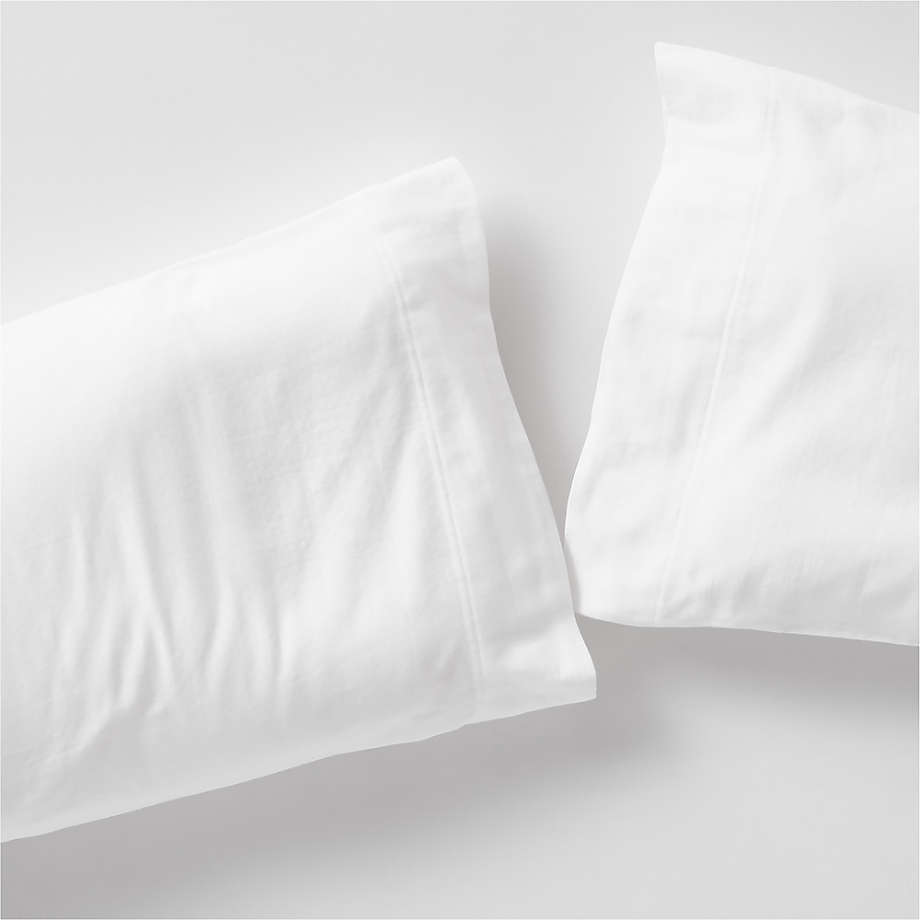Organic Double Weave White Standard Pillowcases, Set of 2
