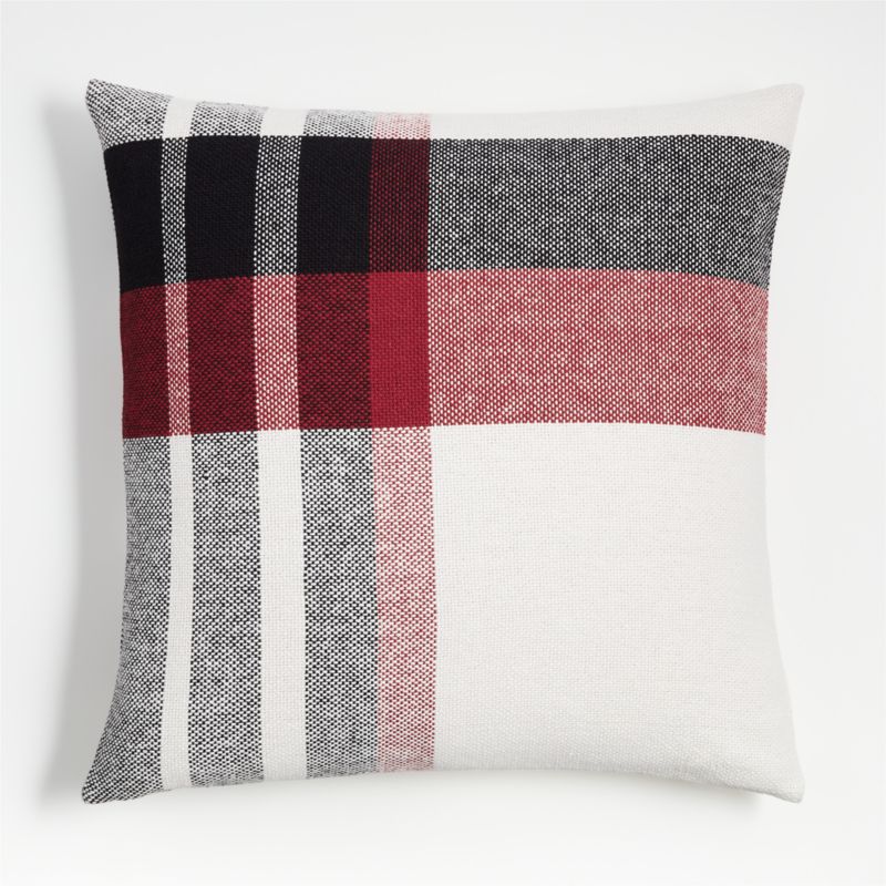 Luminous Red Organic Holiday Plaid 23"x23" Throw Pillow with Down-Alternative Insert - image 0 of 5