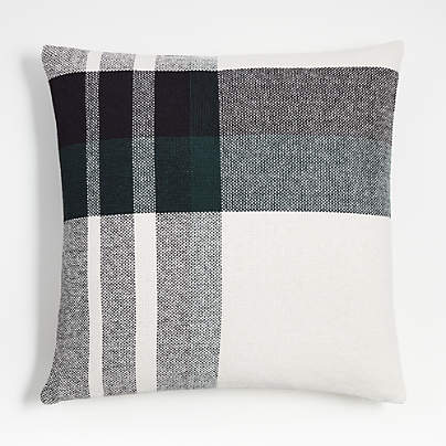 Spruce Green Organic Holiday Plaid 23"x23" Throw Pillow Cover