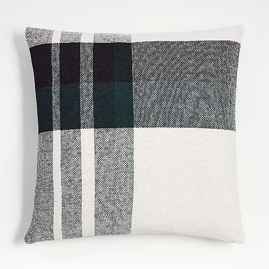 Spruce Green Organic Holiday Plaid 23"x23" Throw Pillow