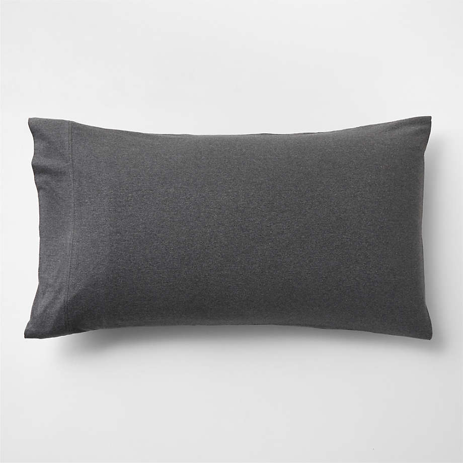 Organic Jersey Charcoal Grey King Pillow Sham Crate & Barrel