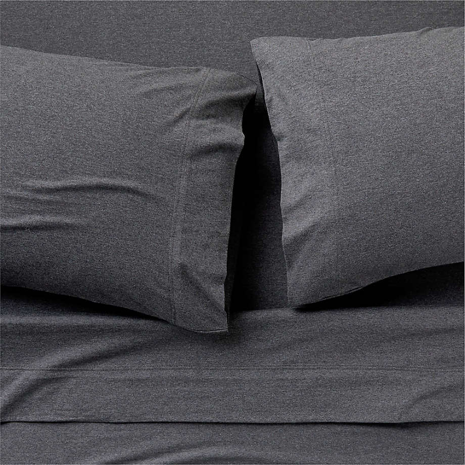Organic Jersey Charcoal Grey Queen Bed Sheet Set