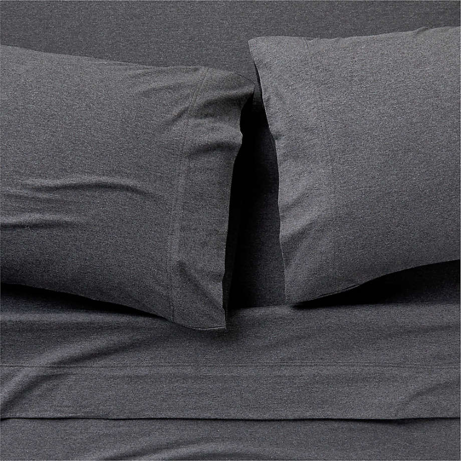 Organic Jersey Charcoal Grey Full Bed Sheet Set Crate & Barrel