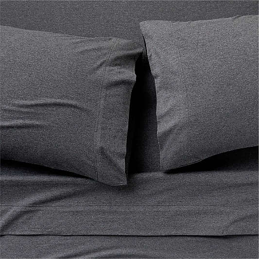 Cozysoft Organic Cotton Jersey Charcoal Grey Queen Bed Sheet Set