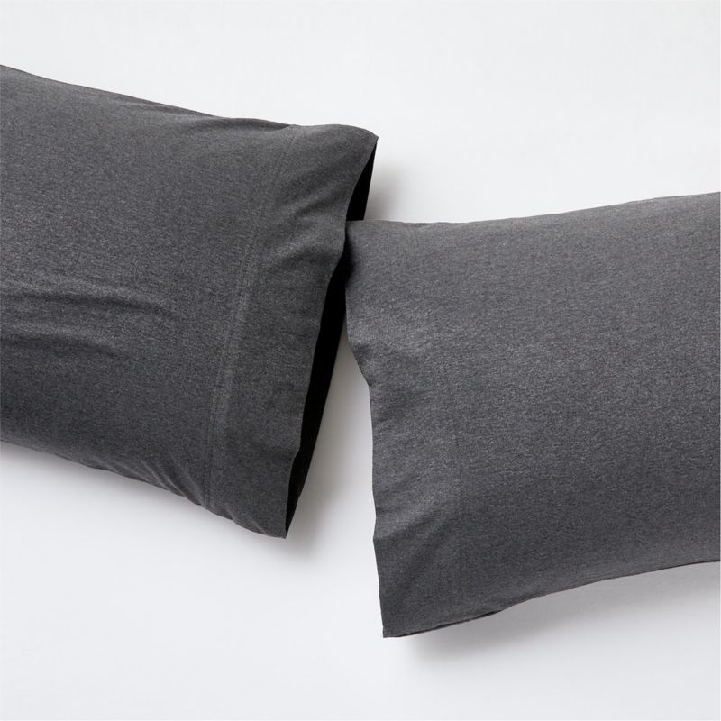 Cozysoft Organic Jersey Charcoal Grey Standard Pillowcases, Set of 2