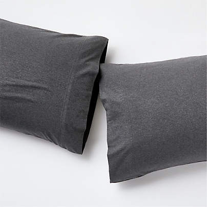 Cozysoft Organic Cotton Jersey Charcoal Grey King Pillowcases, Set of 2