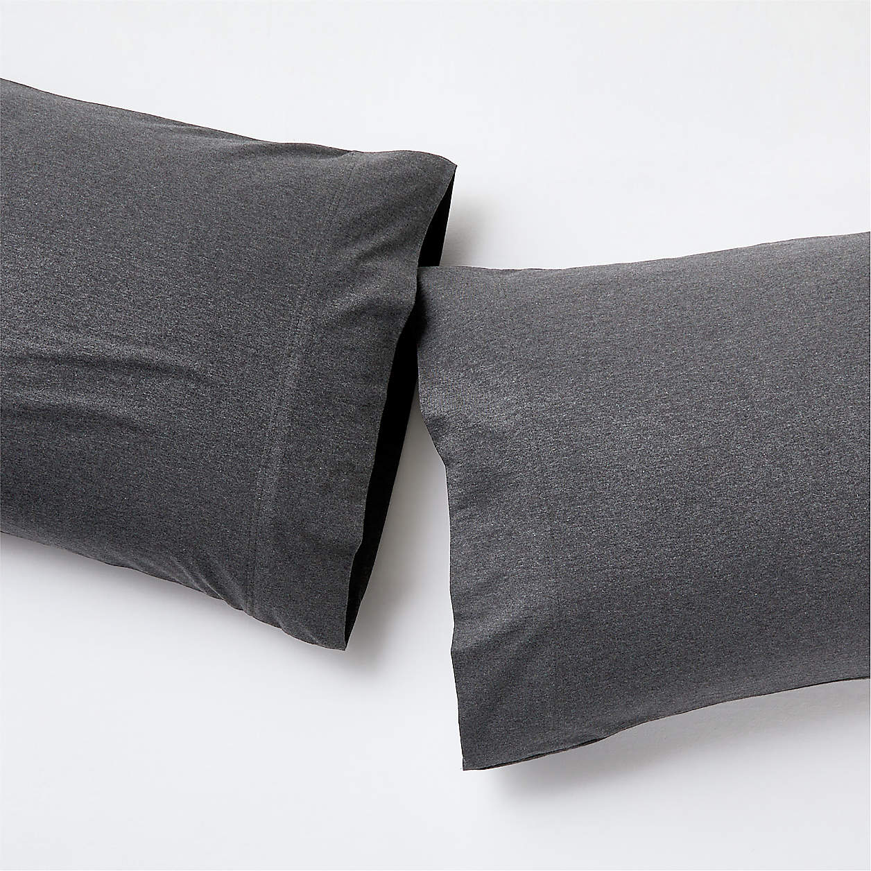Organic Jersey Charcoal Grey King Pillowcases, Set of 2 Crate & Barrel