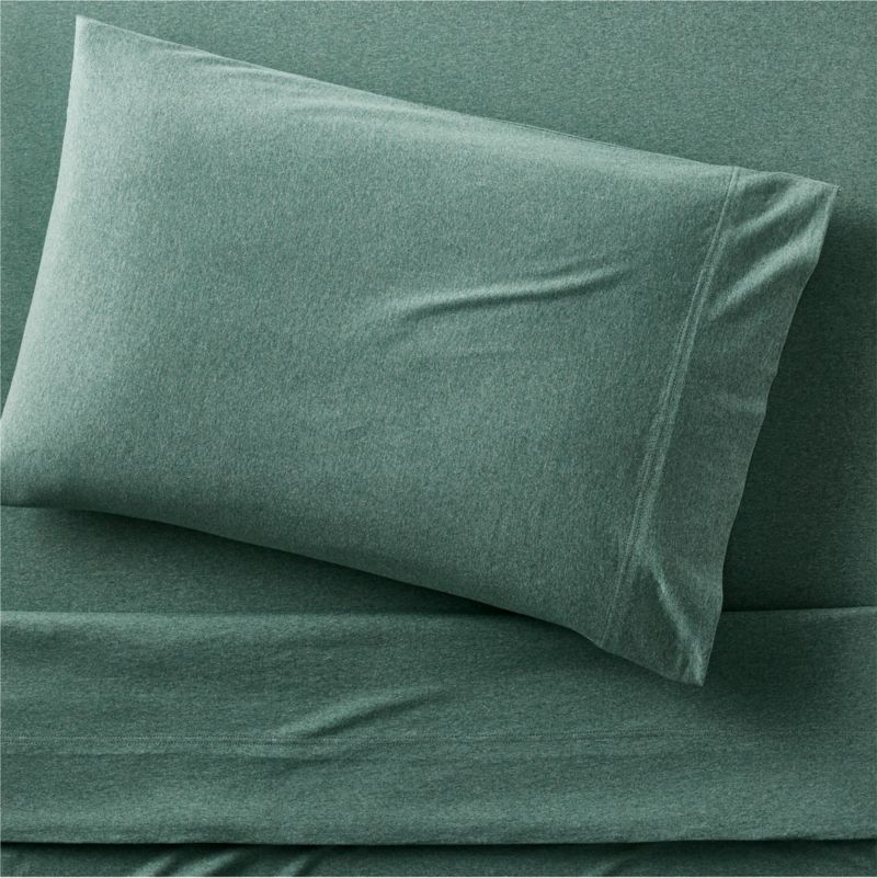 Viewing product image Comfy Tee Green Organic Cotton Jersey Kids Twin Sheet Set - image 1 of 5