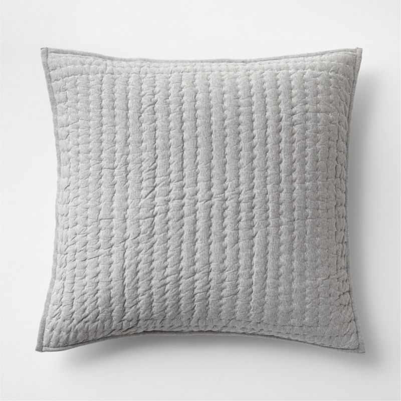 Cozysoft Organic Cotton Jersey Grey Euro Quilted Pillow Sham - image 0 of 13