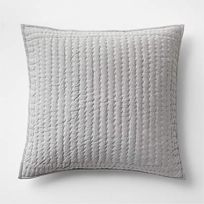 Cozysoft Organic Cotton Jersey Grey Euro Quilted Pillow Sham