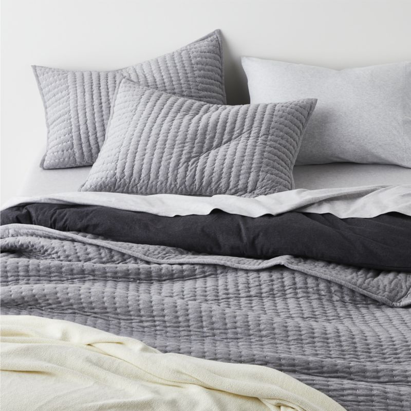 Cozysoft Organic Cotton Jersey Grey Full/Queen Quilt - image 7 of 13