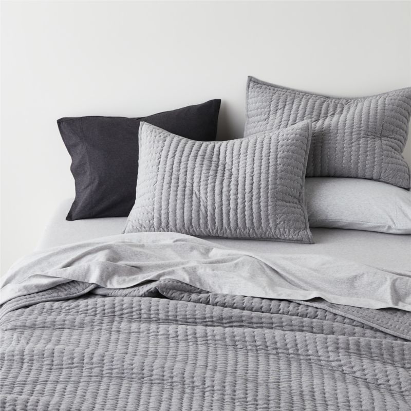 Cozysoft Organic Jersey Grey Full/Queen Quilt + Reviews | Crate & Barrel