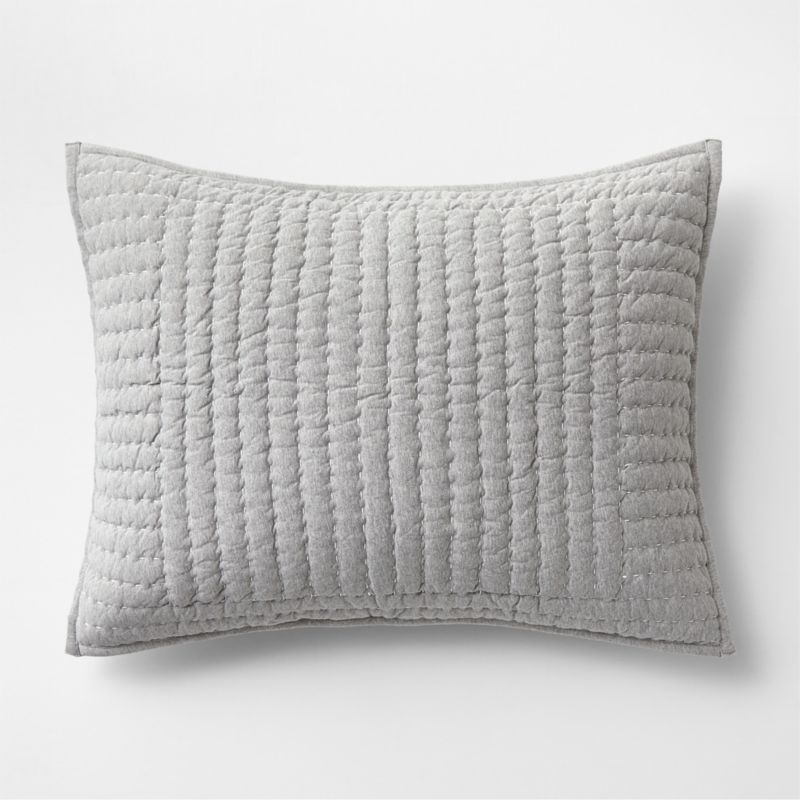 Cozysoft Organic Jersey Grey Standard Quilted Pillow Sham