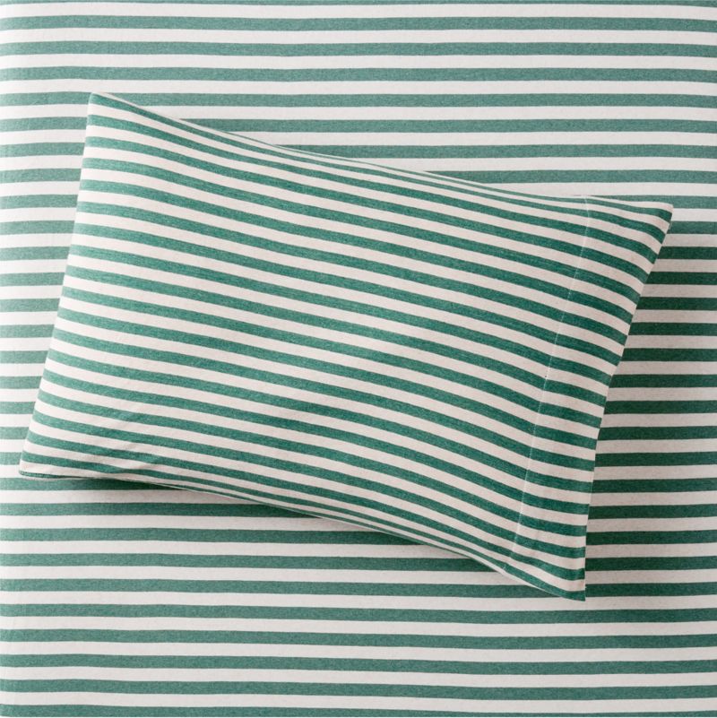 Comfy Tee Green Stripe Organic Cotton Jersey Kids Pillowcase
