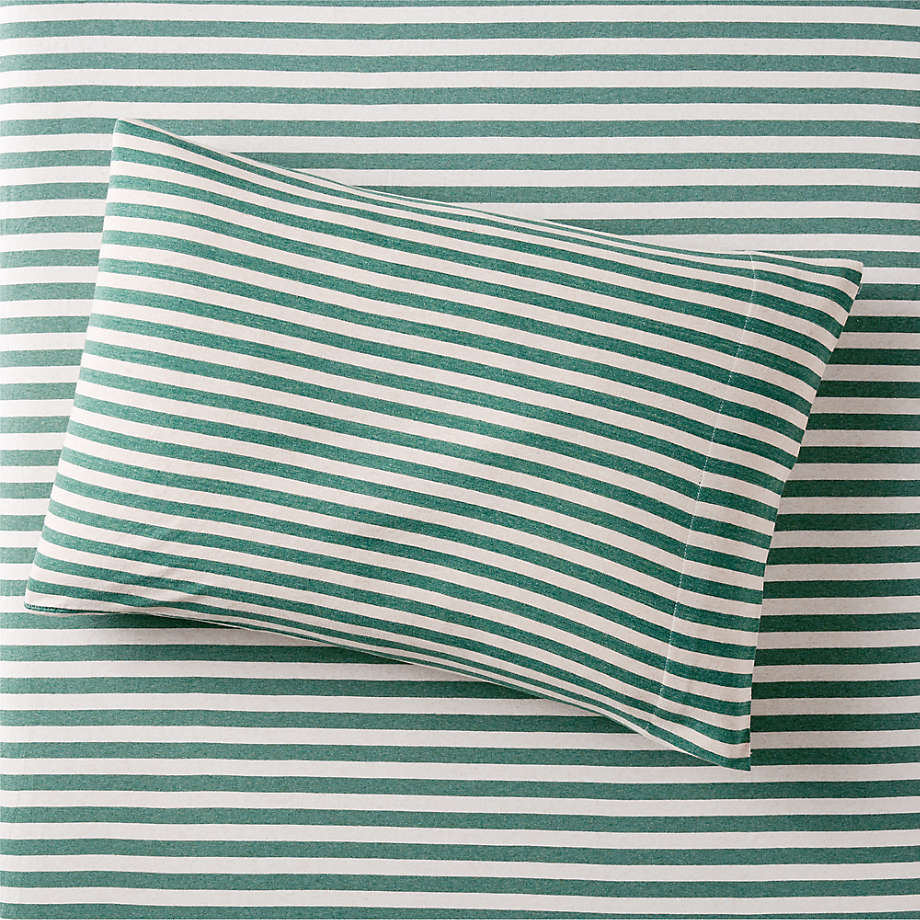 Modern Comfy Tee Green Stripe Organic Cotton Jersey Kids Bedding Crate & Kids