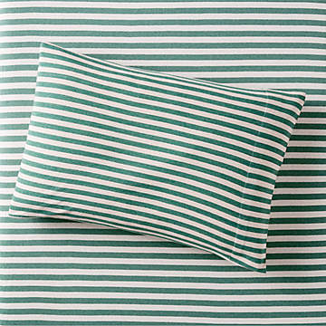 Modern Comfy Tee Green Stripe Organic Cotton Jersey Kids Pillow