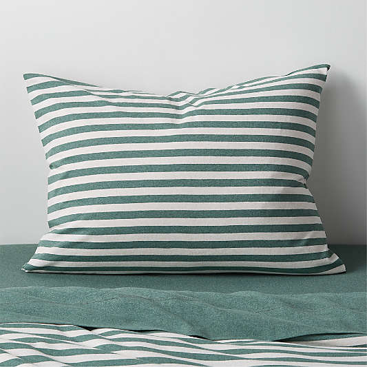 Comfy Tee Green Stripe Organic Cotton Jersey Kids Pillow Sham