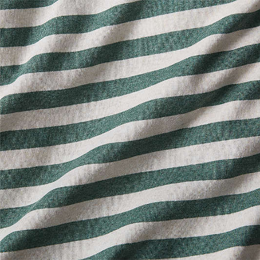 Comfy Tee Pine Green Stripe Organic Cotton Jersey Kids Twin Duvet Cover