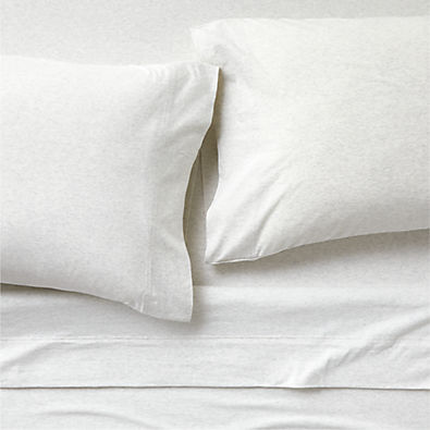 View Cozysoft Organic Cotton Jersey Heathered Ivory Queen Bed Sheet Set details