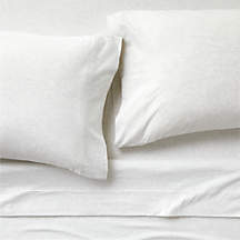 Cozysoft Organic Cotton Jersey Heathered Ivory Queen Bed Sheet Set + Reviews | Crate & Barrel
