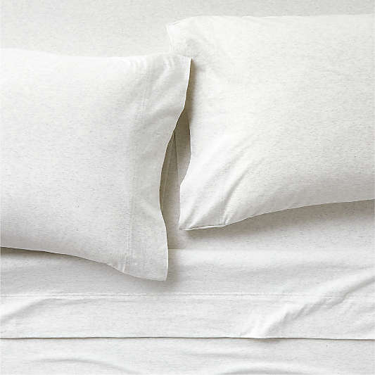 Cozysoft Organic Cotton Jersey Heathered Ivory Queen Bed Sheet Set