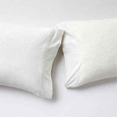 View Cozysoft Organic Cotton Jersey Heathered Ivory King Pillowcases, Set of 2 details