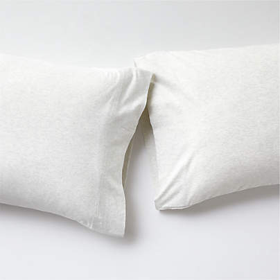 Cozysoft Organic Cotton Jersey Heathered Ivory Standard Pillowcases, Set of 2