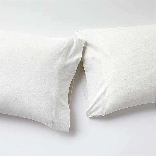 Cozysoft Organic Cotton Jersey Heathered Ivory King Pillowcases, Set of 2