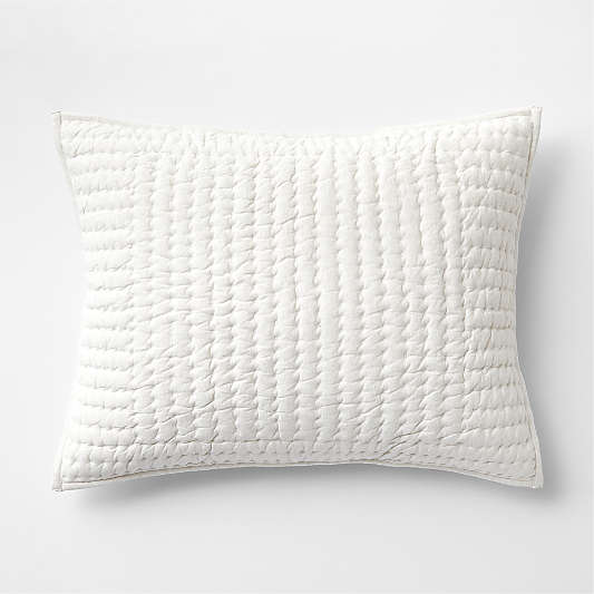 Cozysoft Organic Jersey Heathered Ivory Quilted Bed Pillow Shams