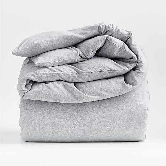 Cozysoft Organic Cotton Jersey Light Grey Twin/Twin XL Duvet Cover